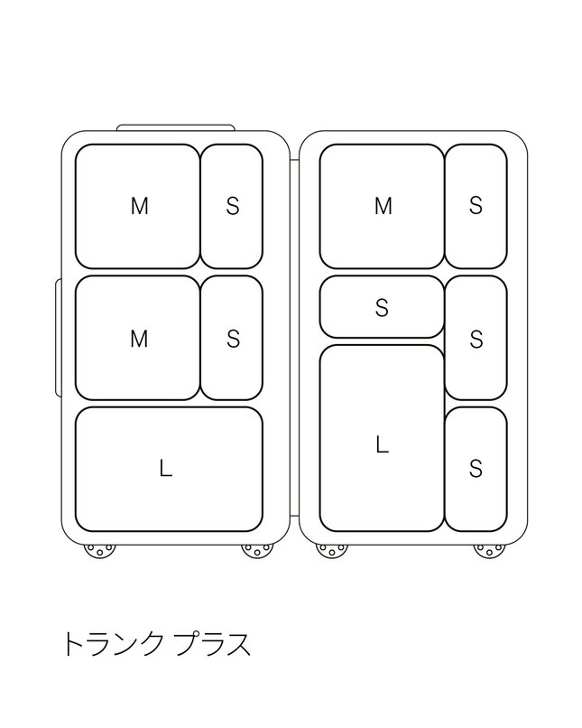 スーツケース内のパッキングキューブのイラスト