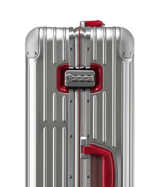 Original Check-In L Twist Suitcase in Silver & Red