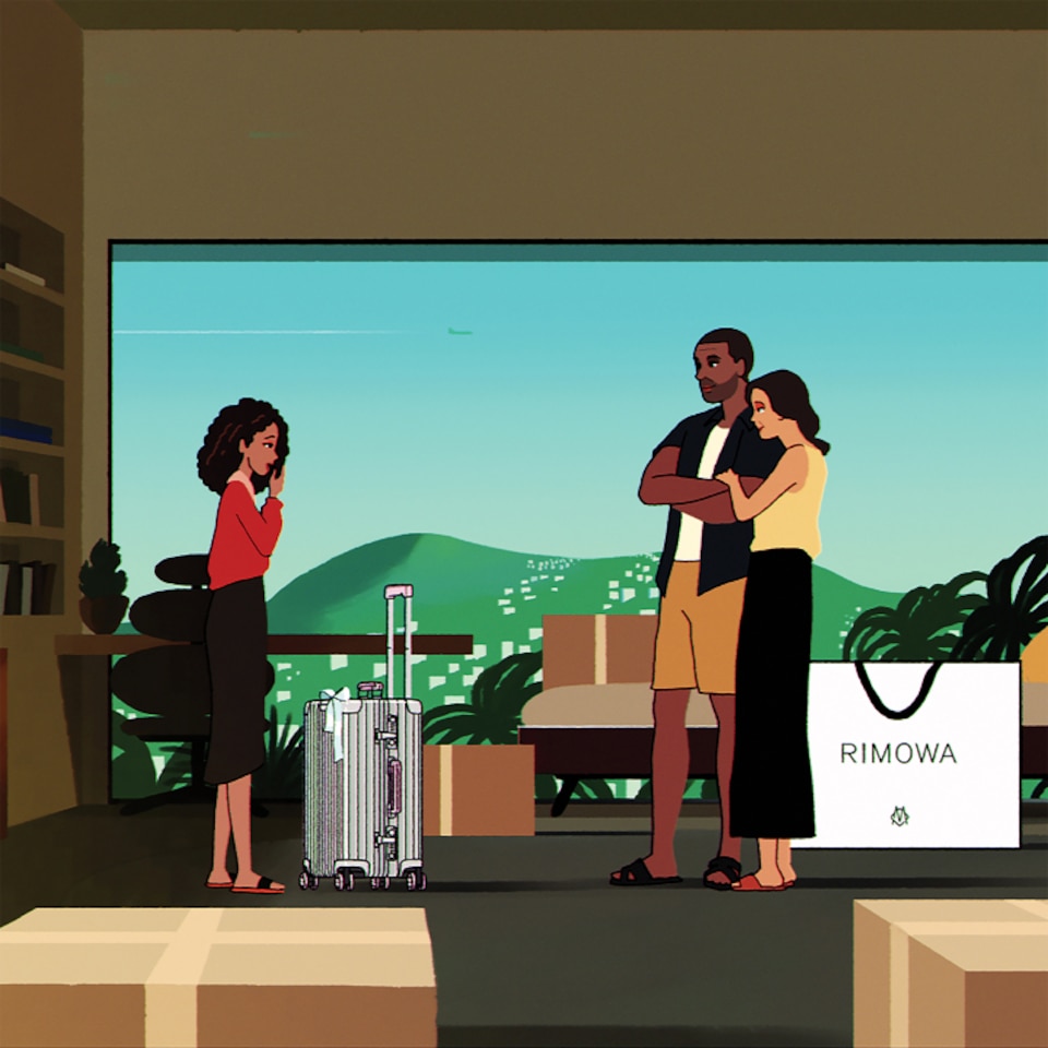 Vídeo de una mujer con una maleta Classic de RIMOWA personalizada