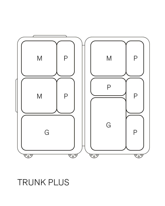 Desenho de packing cubes dentro de uma mala