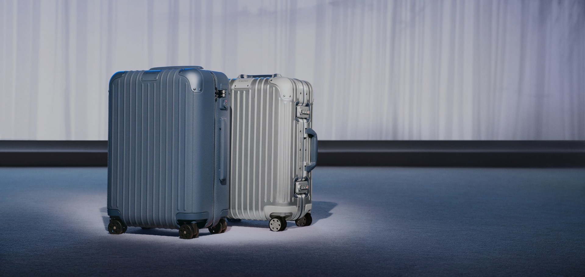 Picture of two Powder blue suitcases
