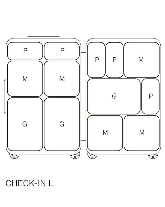 Desenho de packing cubes dentro de uma mala