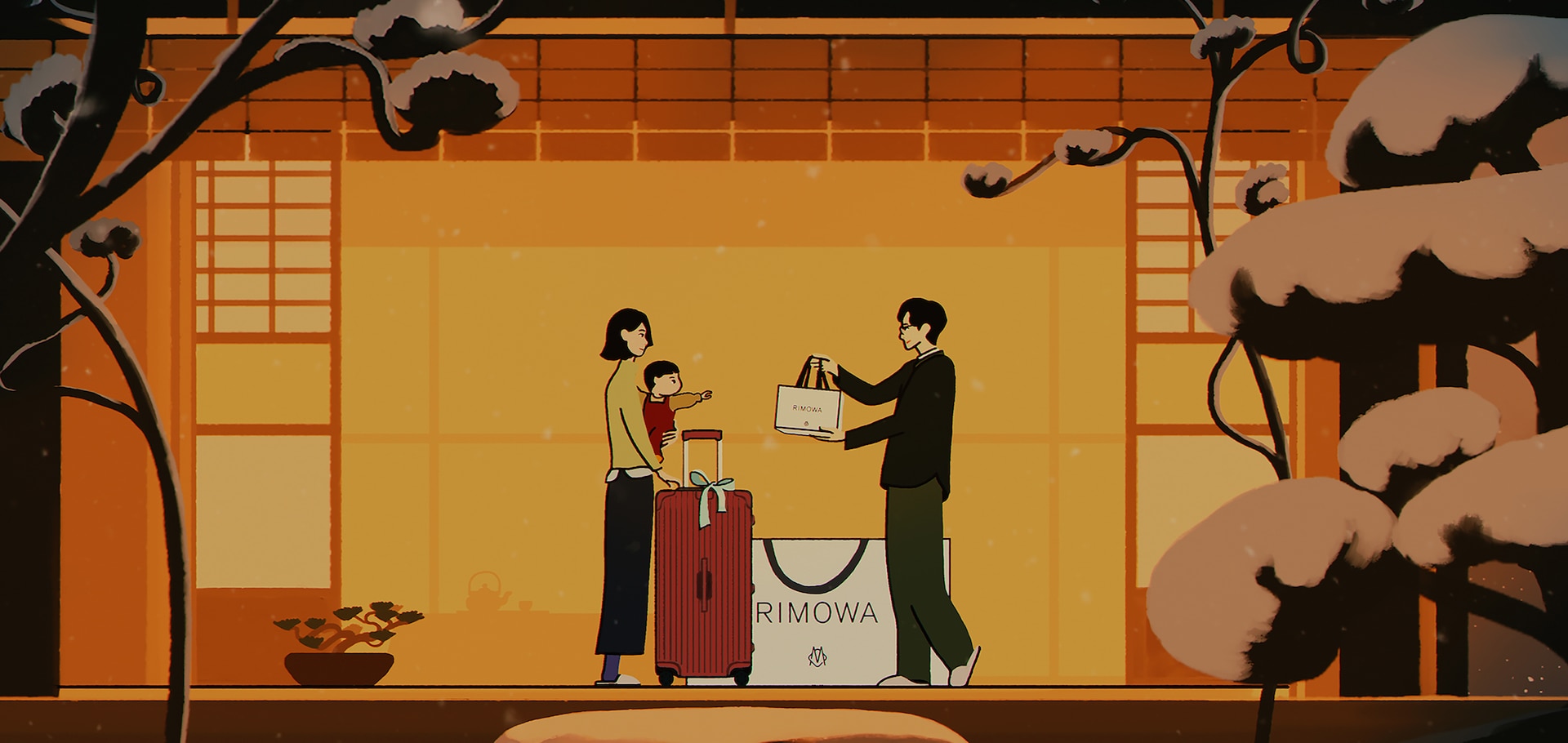 Still of a Family with a RIMOWA Essential Trunk suitcase