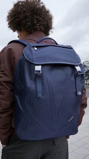 Photo of the Signature Flap Backpack Large in Navy Blue