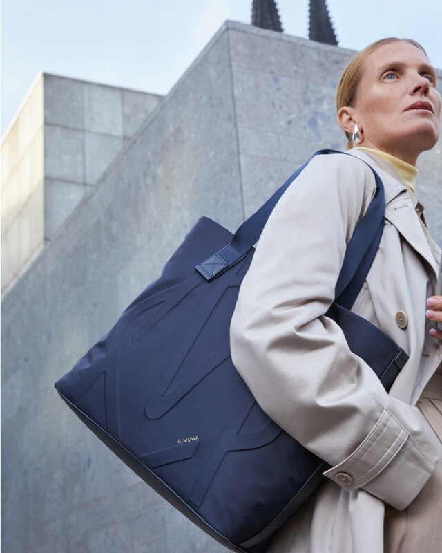 Photo of the Signature Sliding Tote in Navy Blue