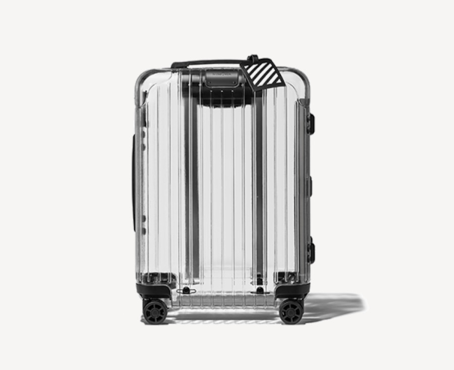 transparent luggage off white