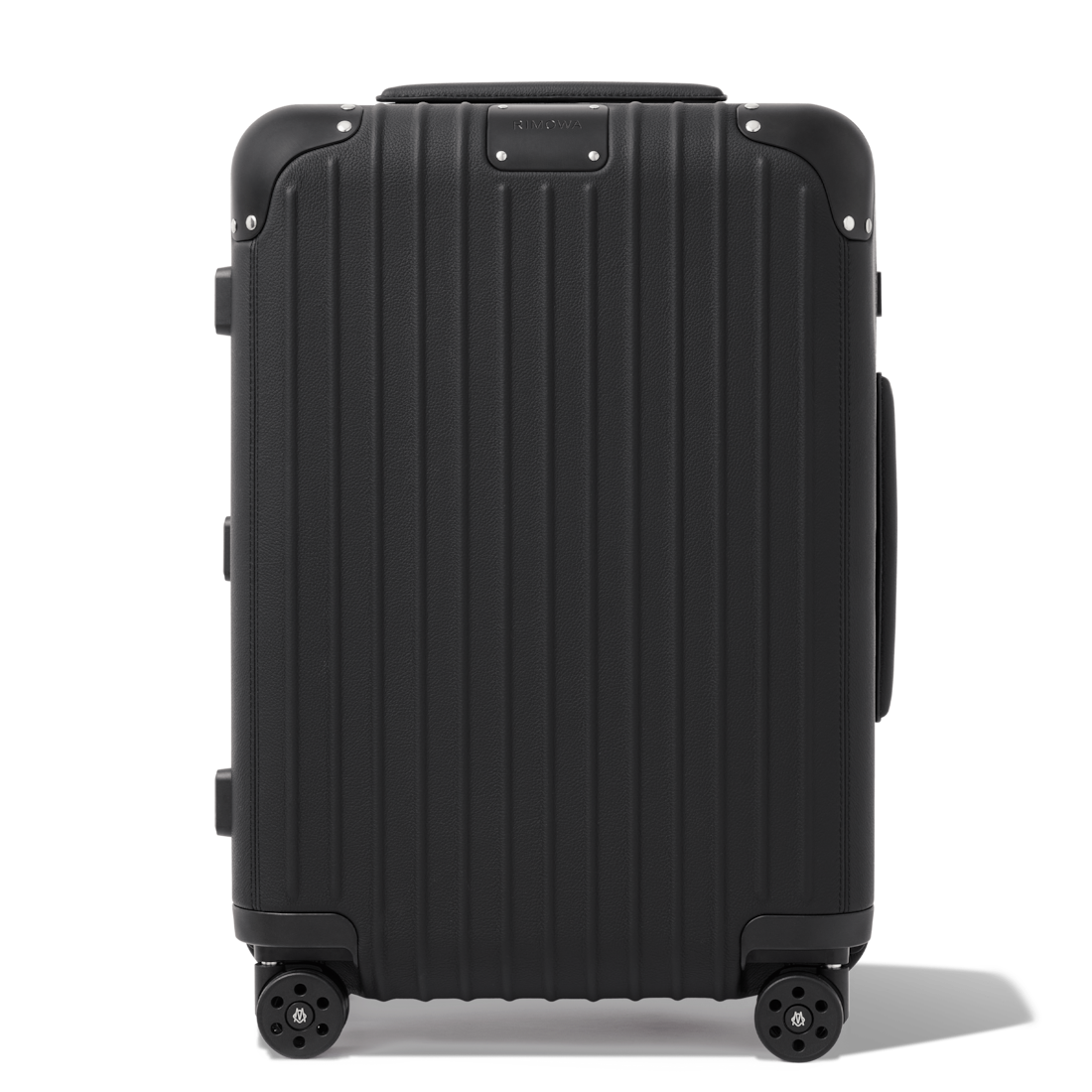 black leather luggage