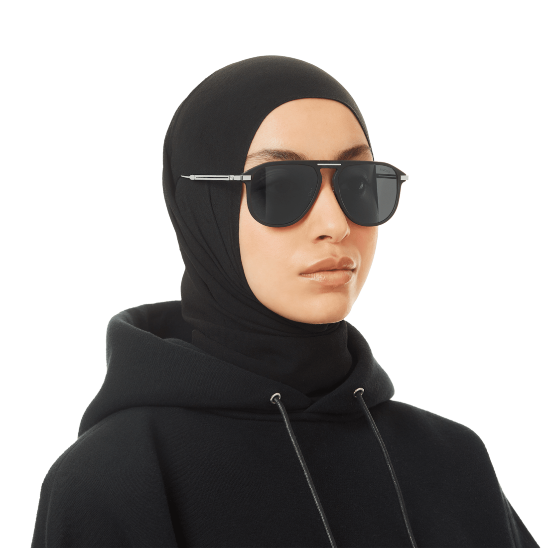 Pilot Foldable Matte Black Sunglasses image number 1
