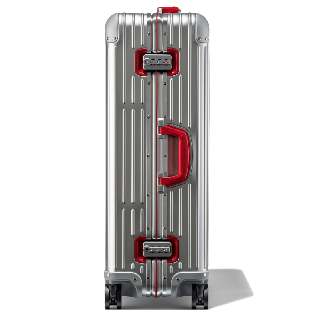 Original Check-In L Twist Suitcase in Silver & Red