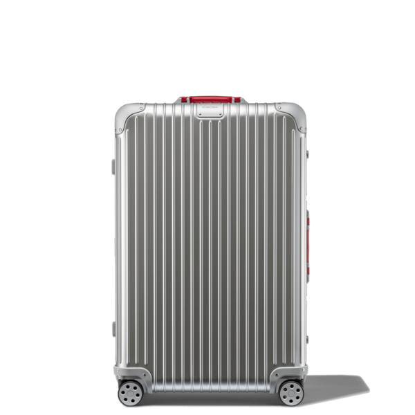 silver luggage