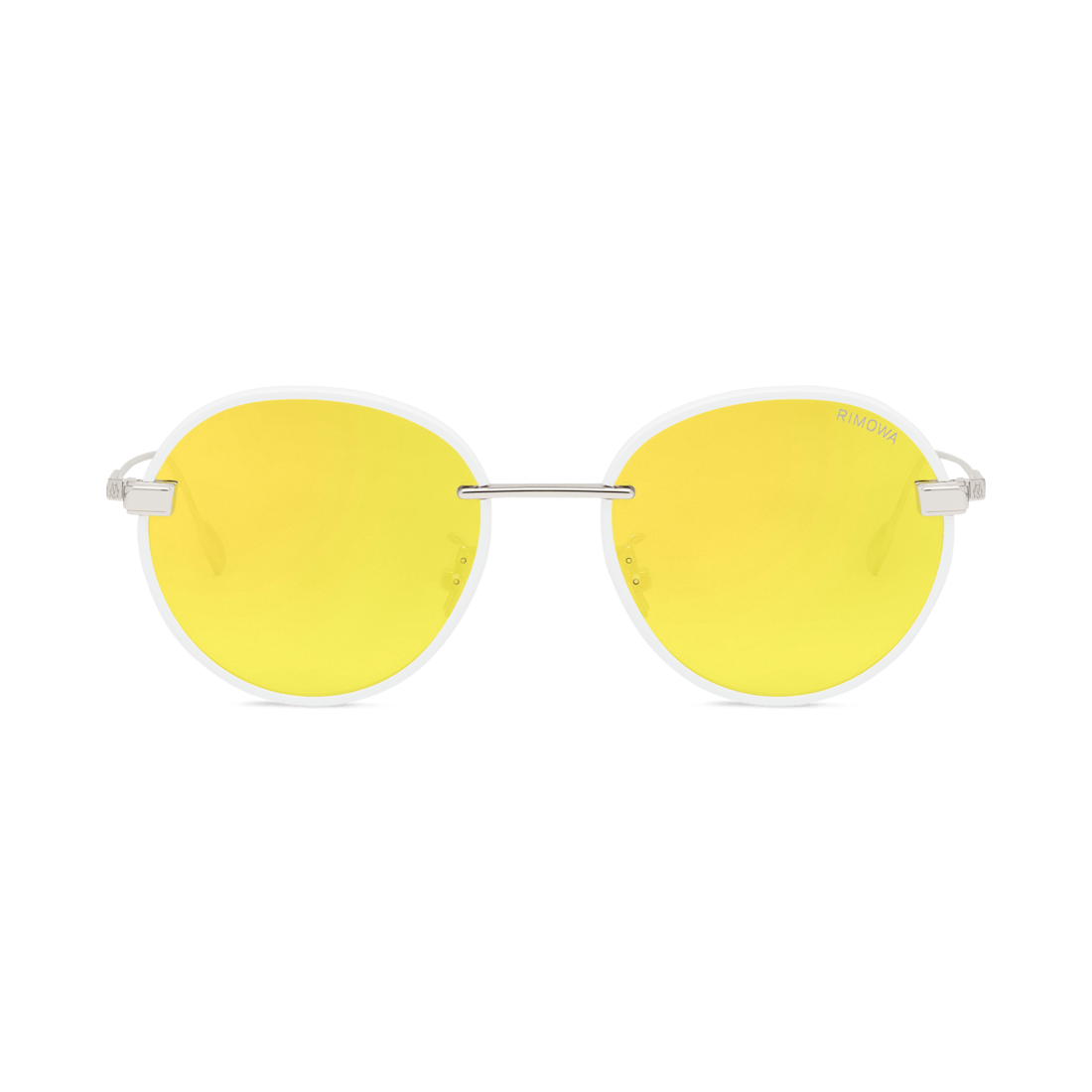 Rim Pantos White Yellow Mirrored Round Sunglasses Rimowa