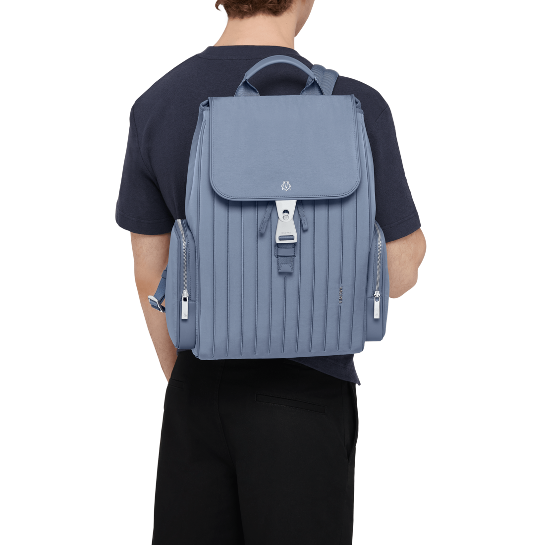 Flap Backpack Large in Nylon and Leather | Arctic Blue | RIMOWA