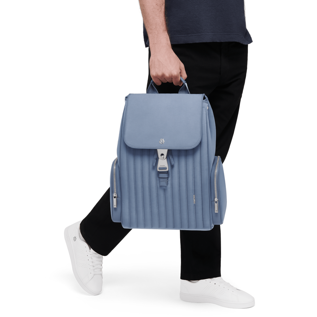 Flap Backpack Large in Nylon and Leather | Arctic Blue | RIMOWA