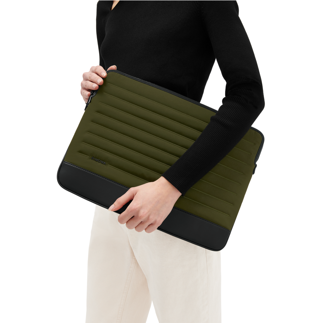 Shop Rimowa Nylon Flat Pouch Laptop Bag In Khaki_nylon