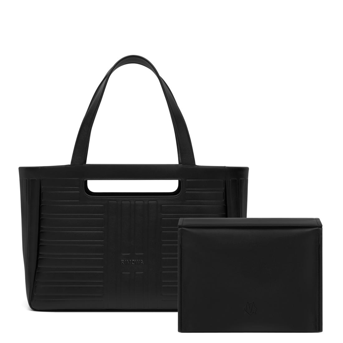 High-End Black Leather Shopping Bag with Grooves | RIMOWA
