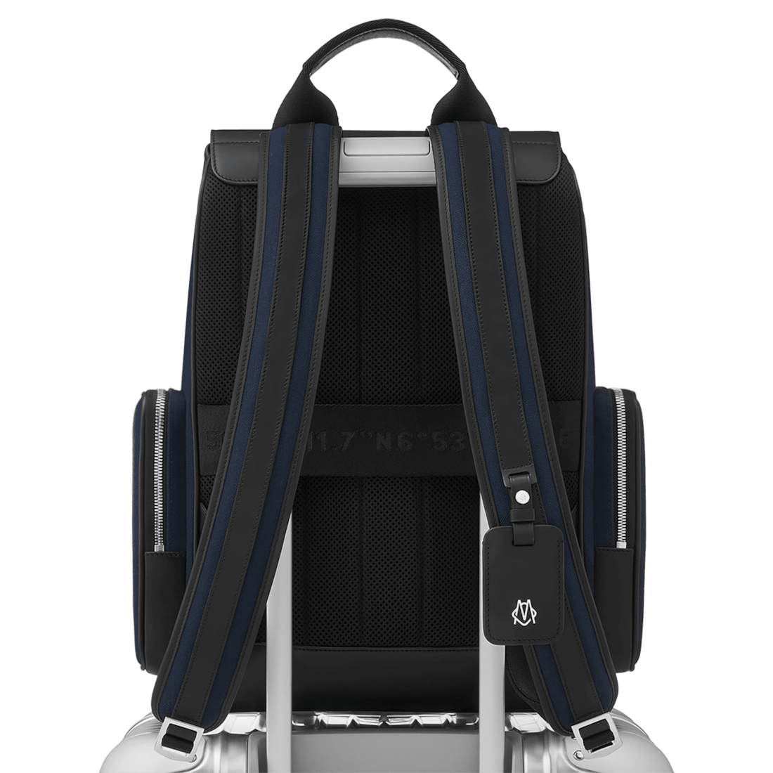 Flap Backpack Large in Leather & Canvas | Navy blue & Black | RIMOWA