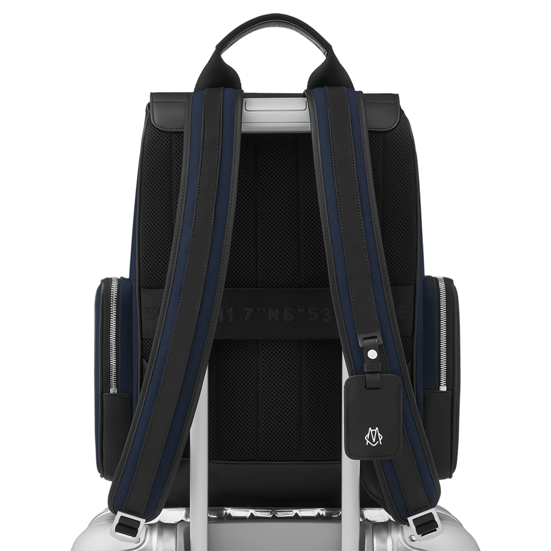 Flap Backpack Large in Leather & Canvas | Navy blue & Black | RIMOWA